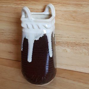 Drip Glaze Basket with Handles Vase